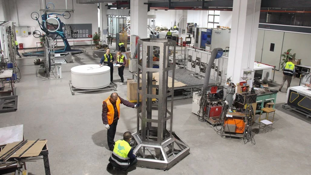 Exhibit systems assembly in the workshop