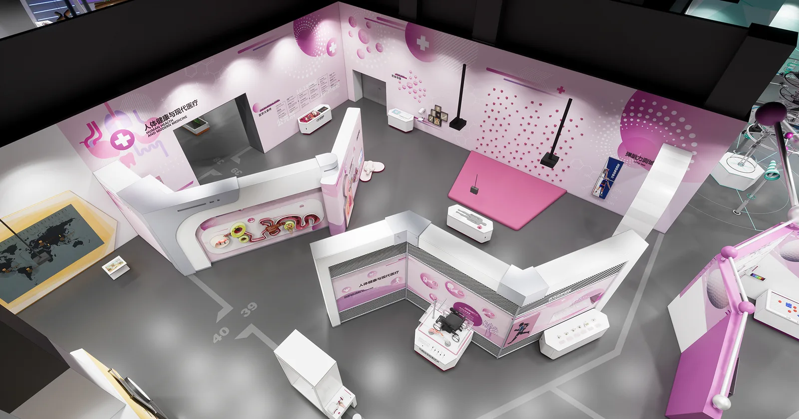 Human Health and Modern Medicine — detailed exhibit design visualization 2