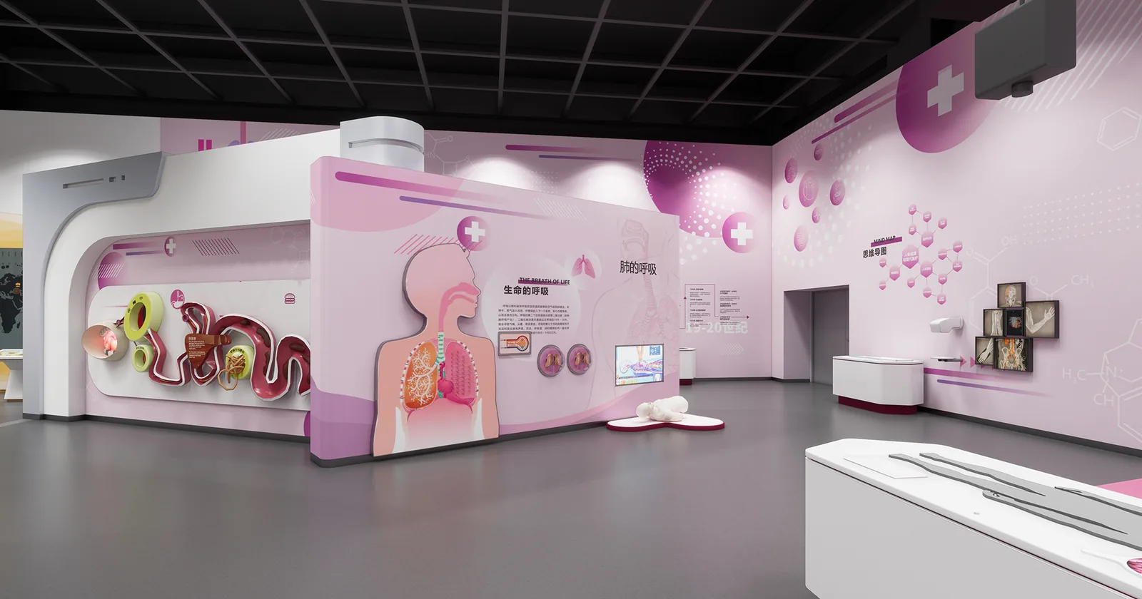 Human Health and Modern Medicine — detailed exhibit design visualization 3