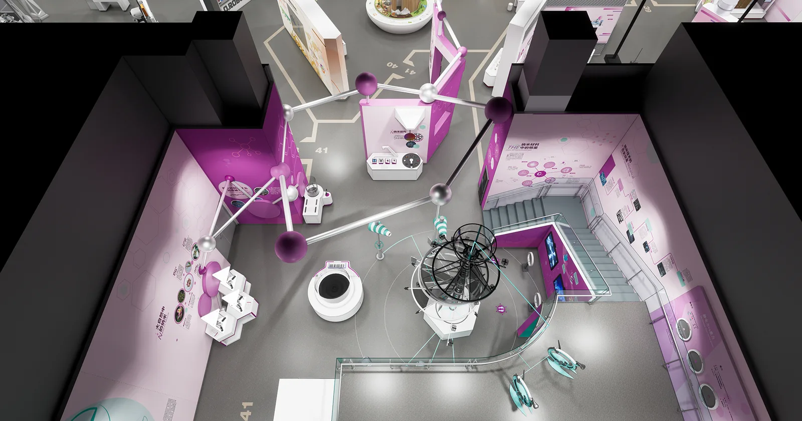 Nanomaterials and Their Applications — detailed exhibit design visualization 1