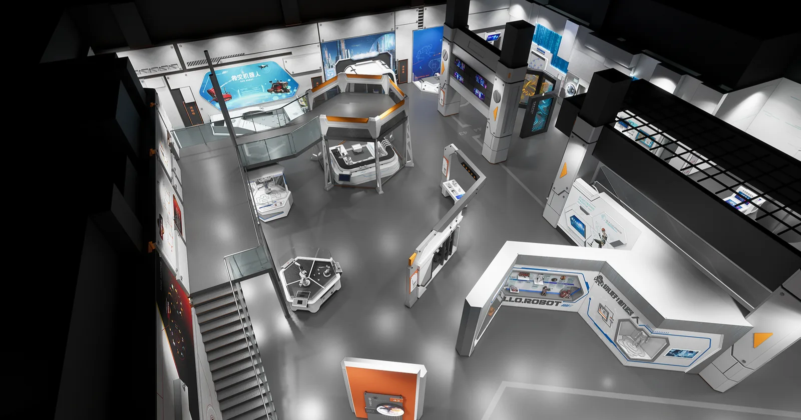 Robots and Cyborgs — detailed exhibit design visualization 3